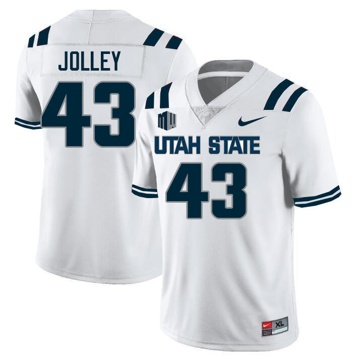 Utah State Aggies #43 Kaden Jolley College Football Jerseys Stitched Sale-White